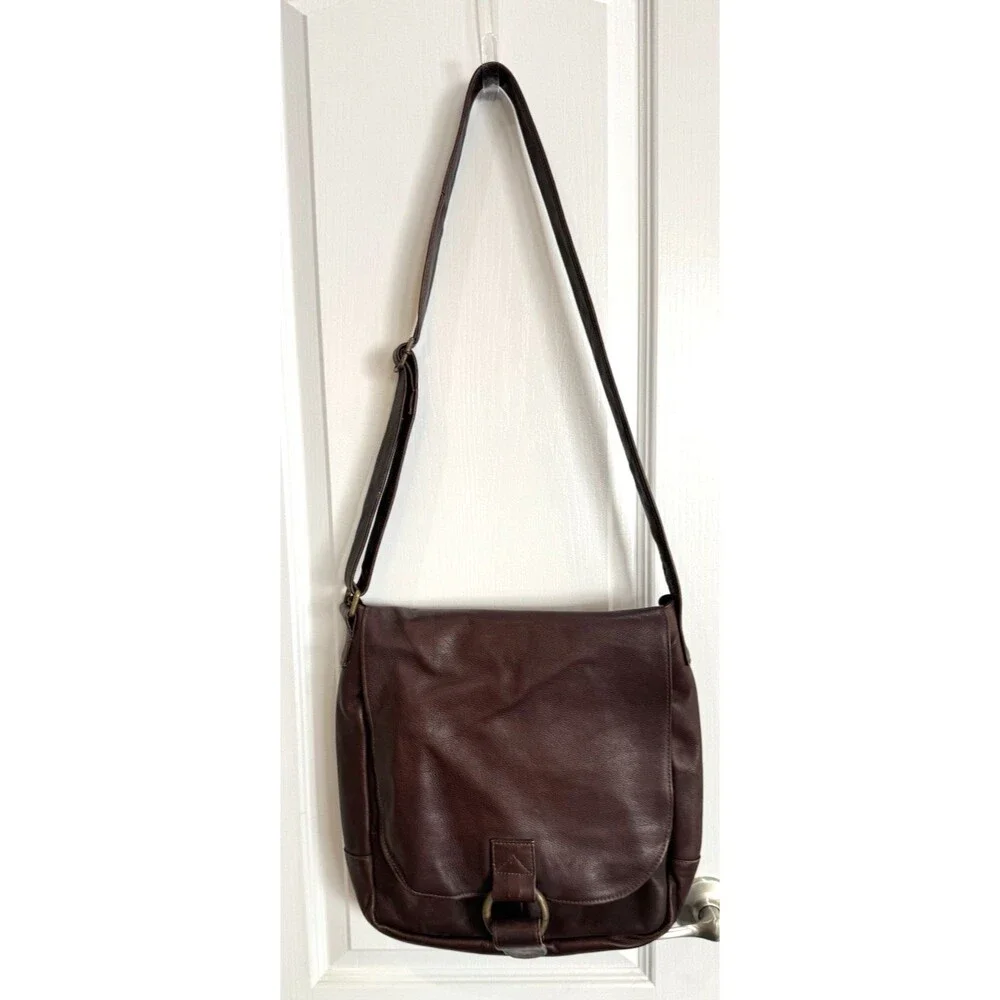 Messenger Bag Brown Large Crossbody Flap Made in Columbia Soft Leather